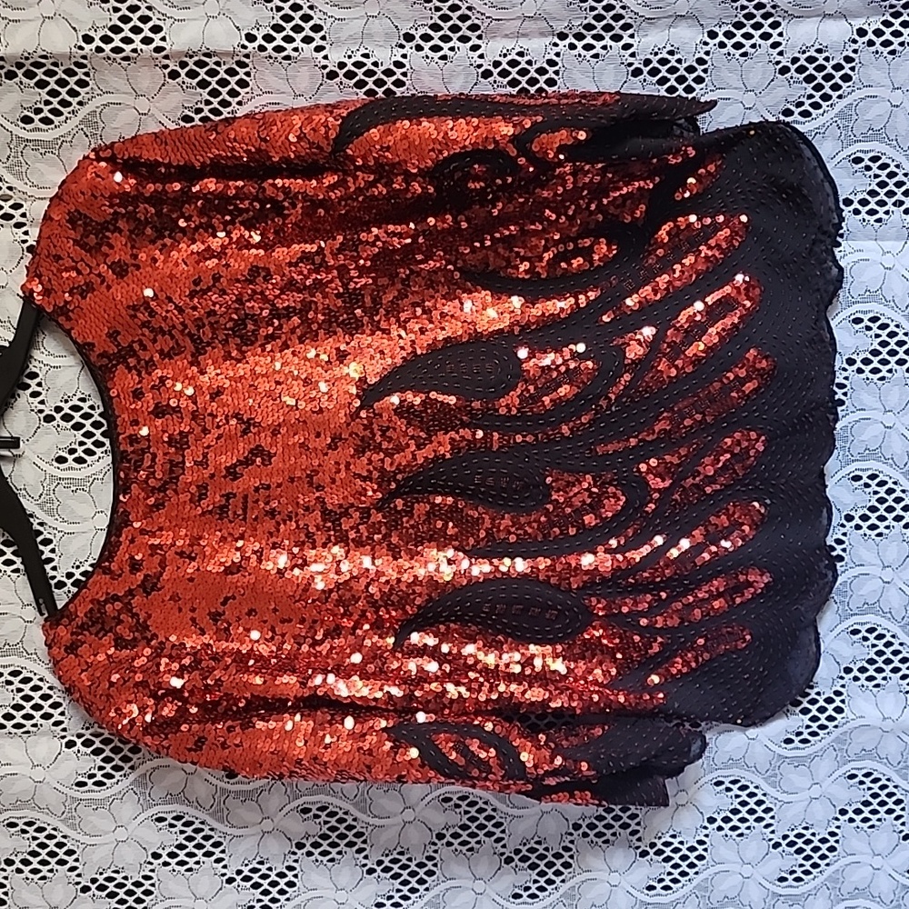 Red & Black hand Beaded & Sequined Blouse Top